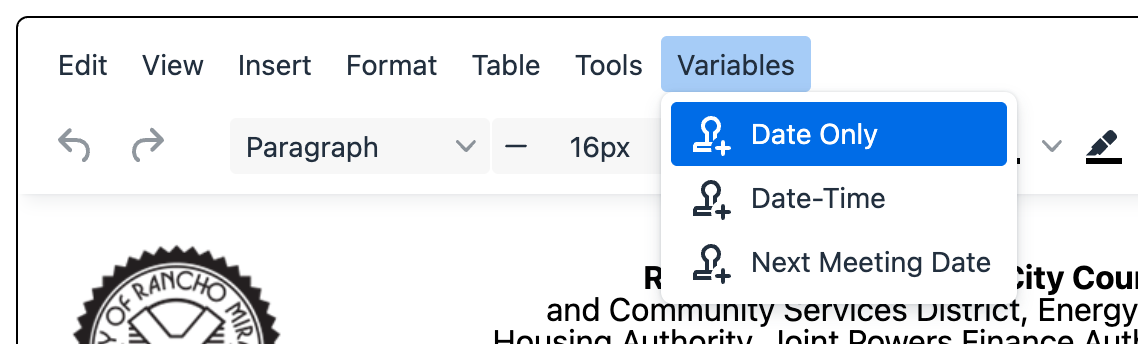 Data Variable Insertion